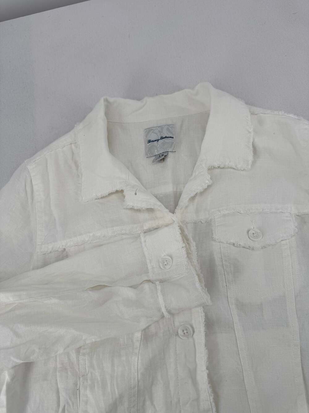 Tommy Bahama Two Palms Raw Edge Linen Jacket Size L White